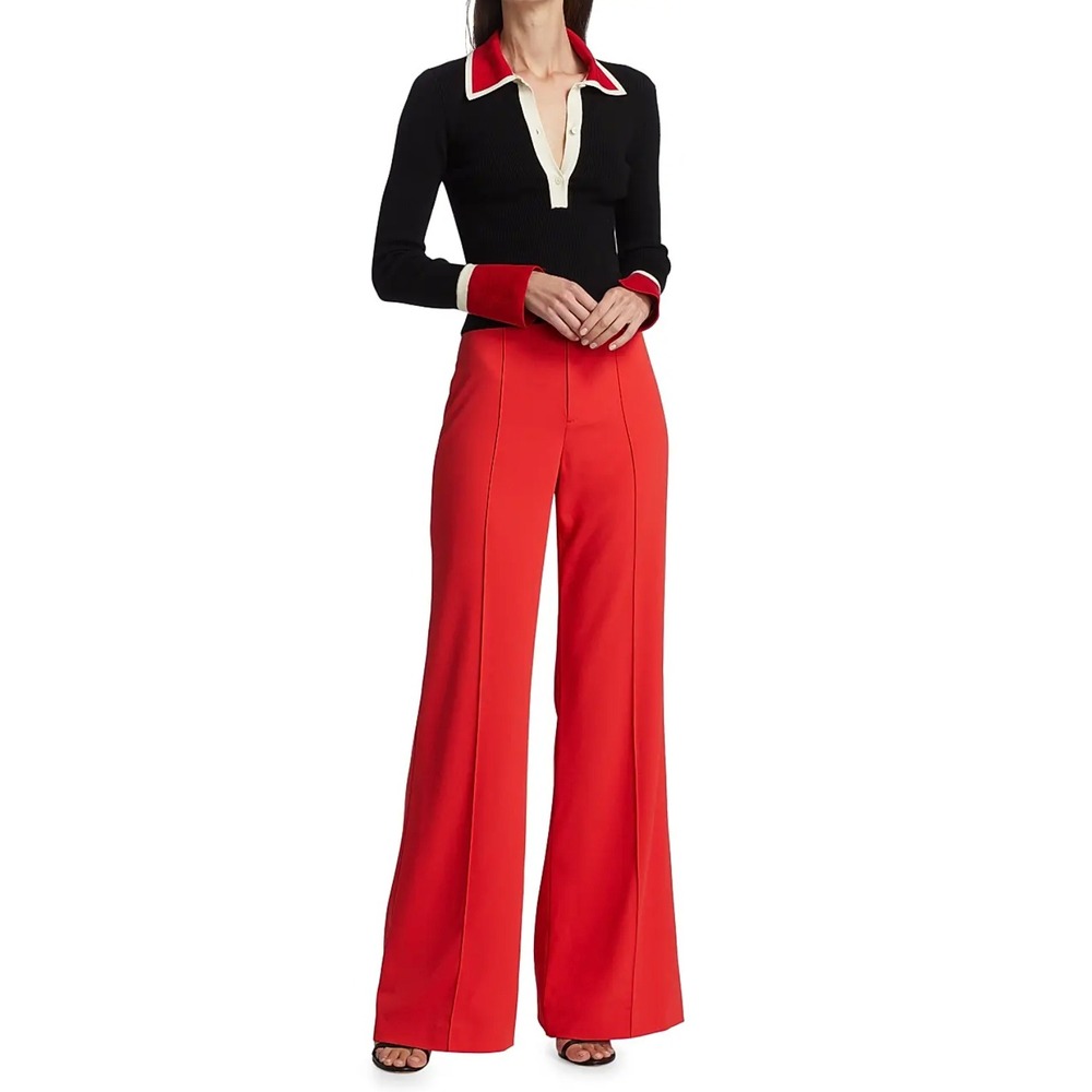 Alice + Olivia Dylan Wide Leg Red Pants